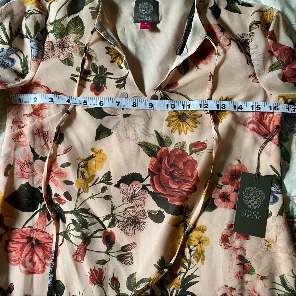 Vince Camuto NWT Floral Long Sleeve midi Dress size 10 - Picture 7 of 9